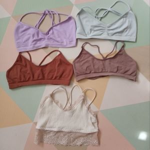 Free People Women's Intimates Bra Set - Purple, Light Blue, Rust, Mauve, Cream